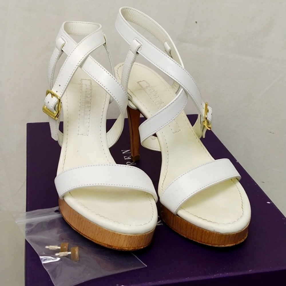 Ralph Lauren Purple Label Jessie White Calf Leather Made in Italy Size 6.5.